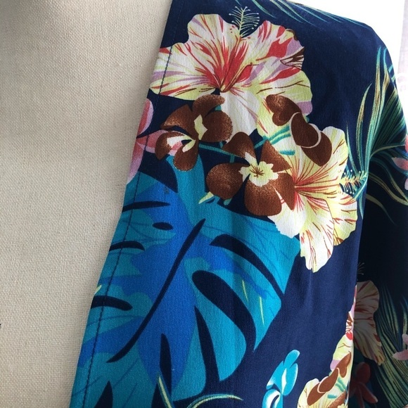 Swim kimono SZ L Blues/pinks floral pattern - Picture 1 of 6